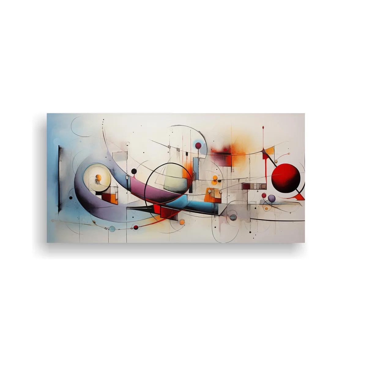 Cuadro composición geométrica abstracta con esfera roja