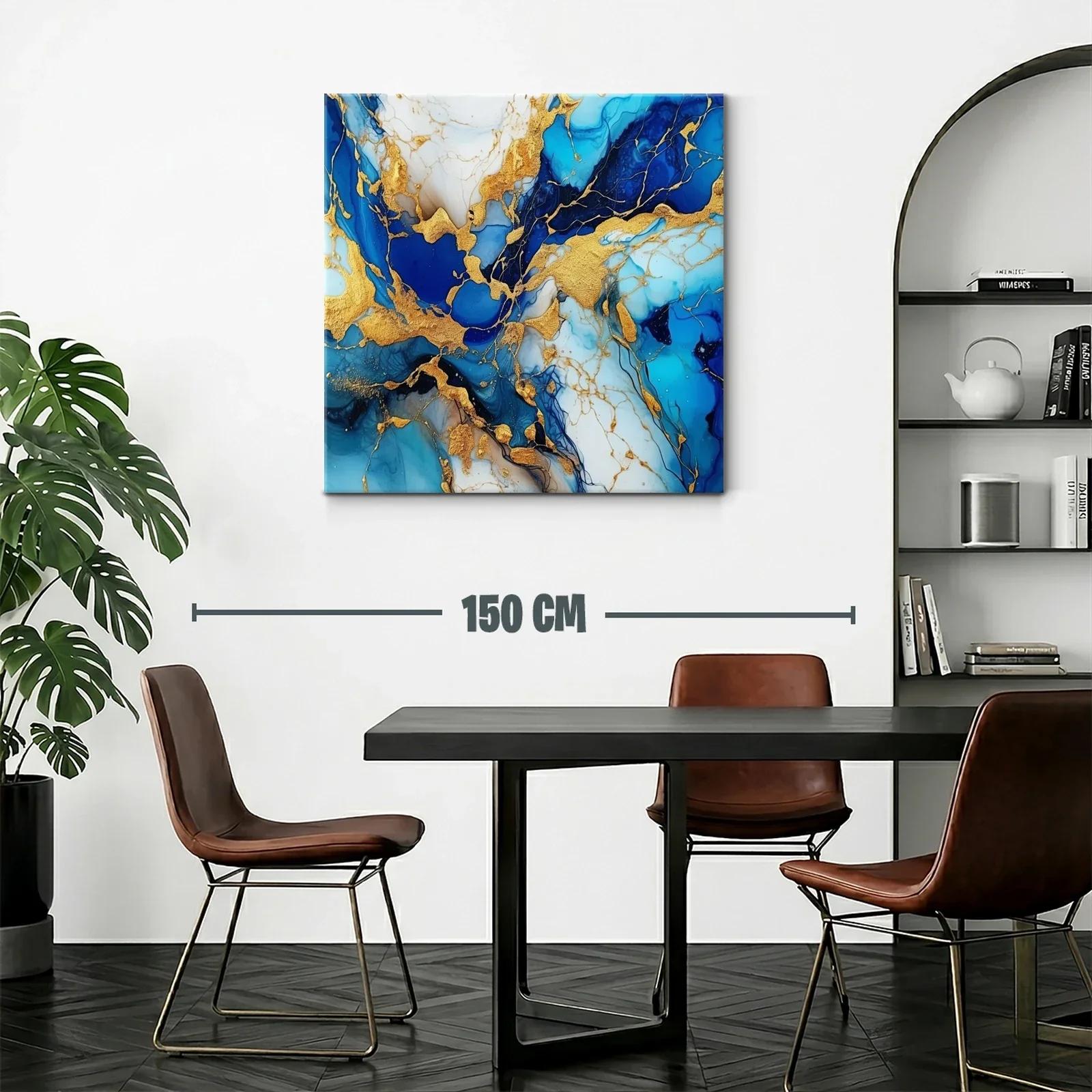 Composición abstracta en azul y dorado vibrante — miniatura 2