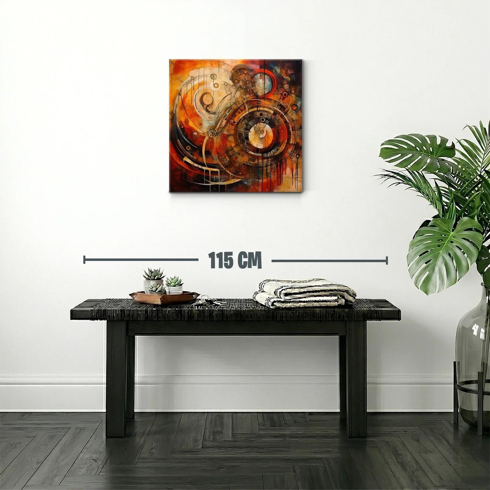 Cuadro abstracto con formas circulares y tonos cálidos intensos — miniatura 2