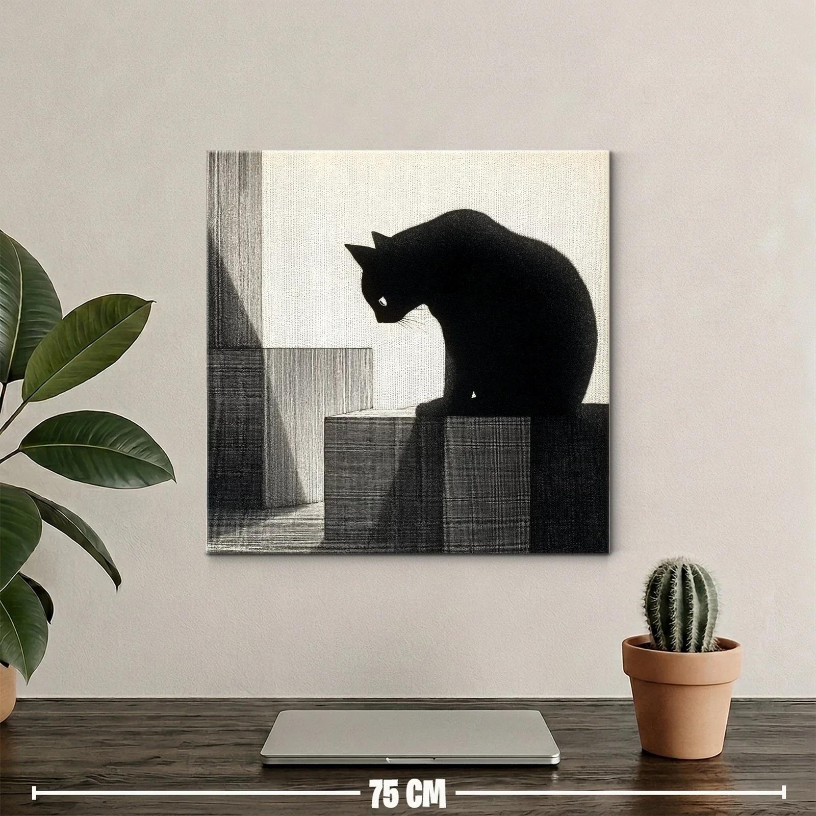 Silueta de gato oscuro sobre cubos geométricos — miniatura 2