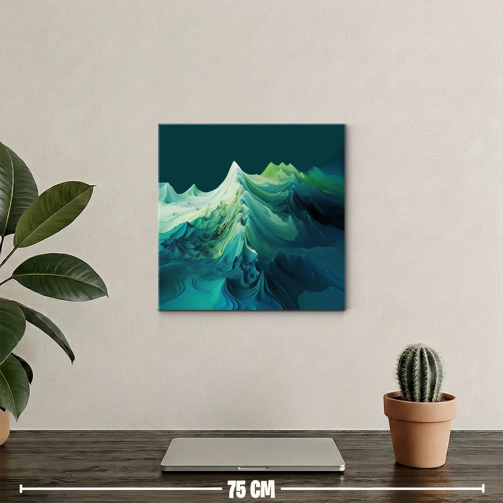 Paisaje abstracto en tonos verdes y azules profundos — miniatura 2