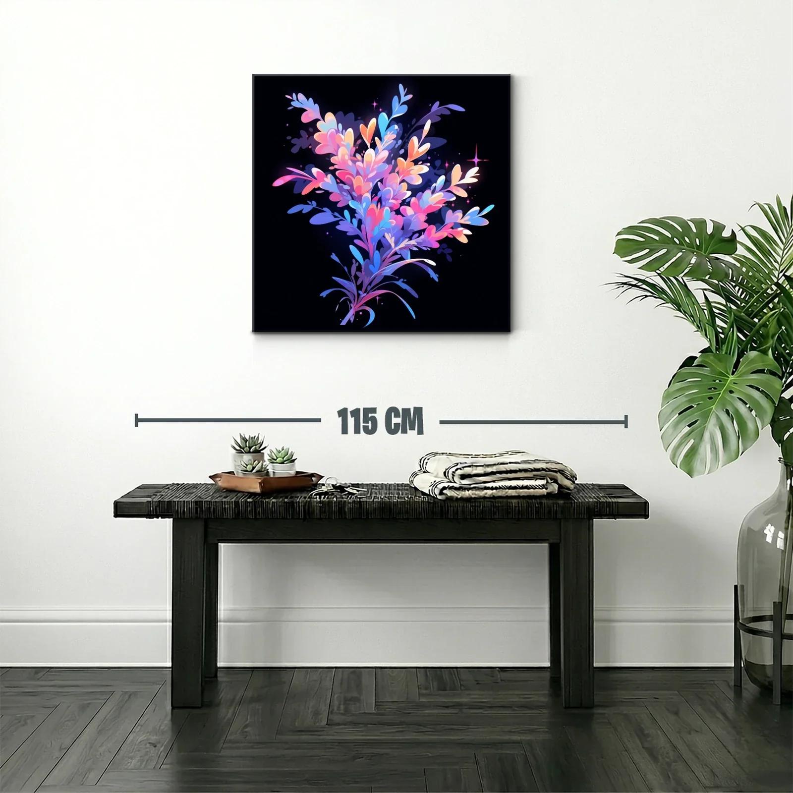 Cuadro abstracto en tonos rosas y azules vibrantes — miniatura 2