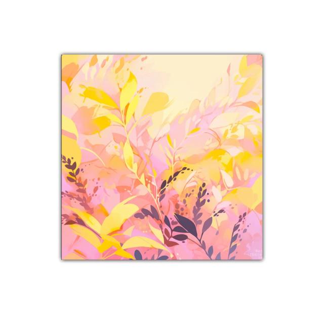 Cuadro decorativo con hojas y colores cálidos