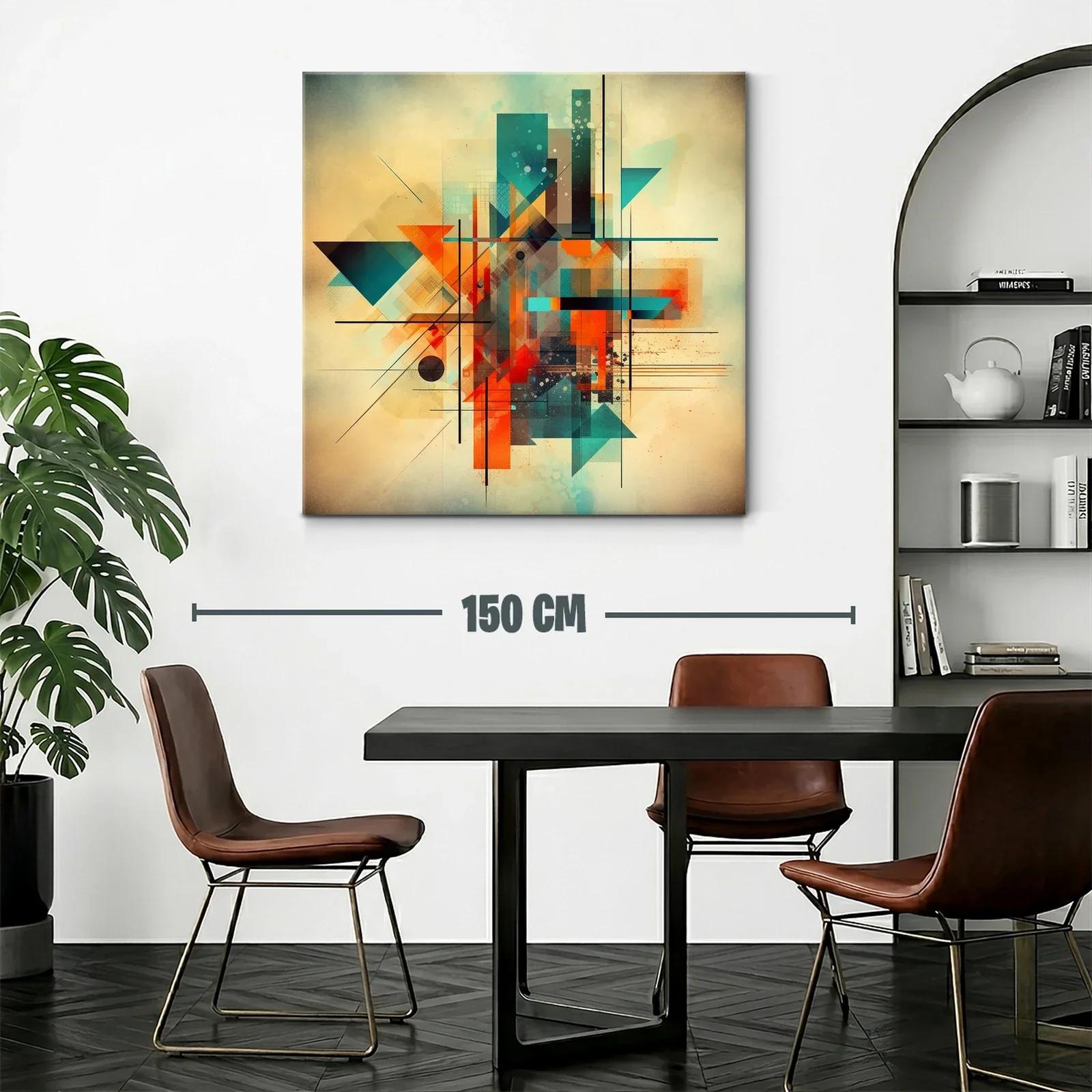 Composición abstracta geométrica en tonos cálidos y azules — miniatura 2