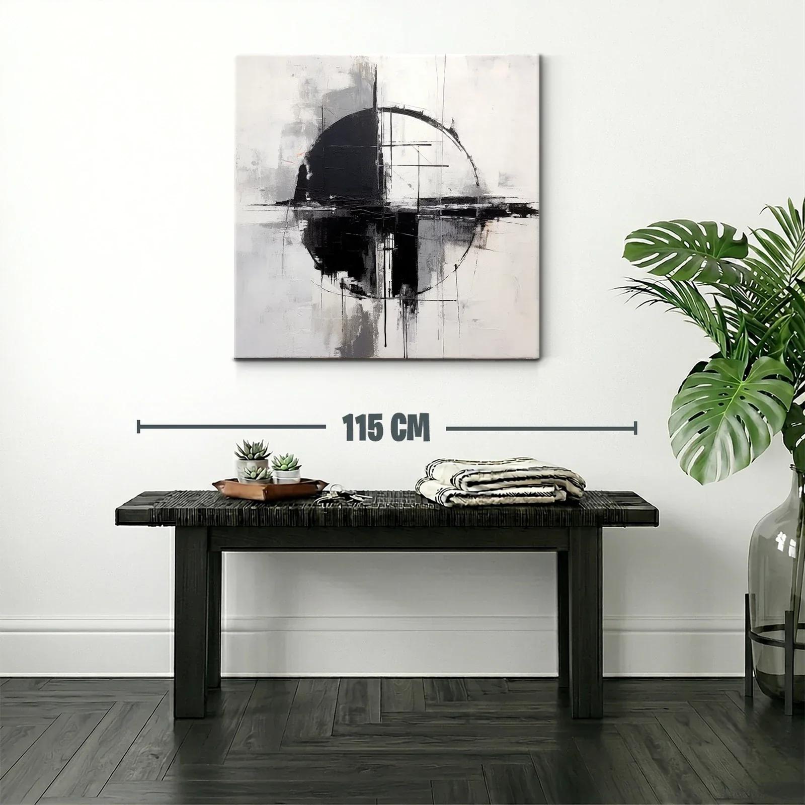 Arte Abstracto Geométrico en Blanco y Negro Equilibrado — miniatura 2
