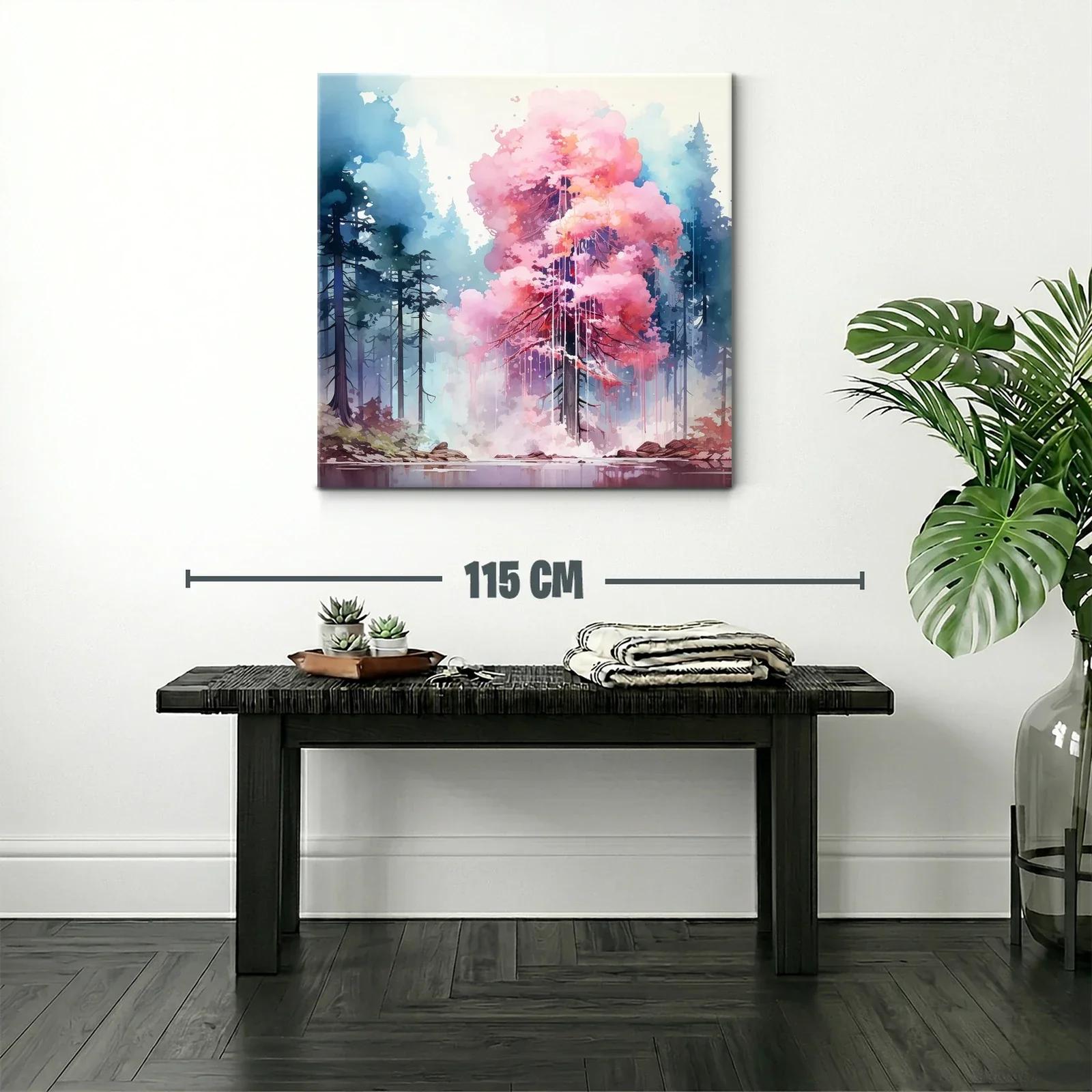 Árbol rosa vibrante en bosque de ensueño matutino — miniatura 2