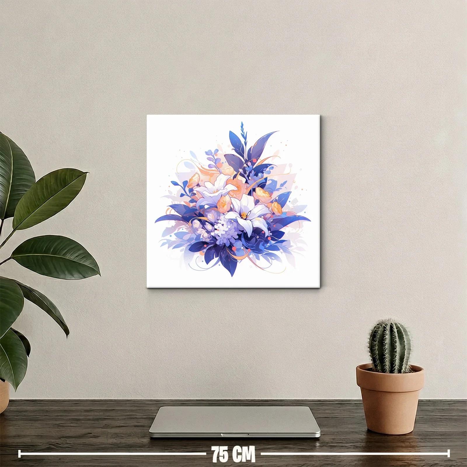 Armonioso ramo floral en tonos azules y melocotón — miniatura 2