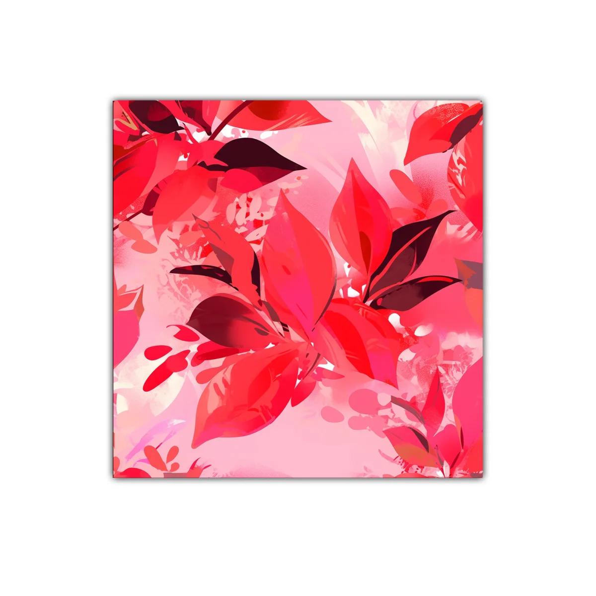 Cuadro decorativo de hojas en tonos rojos vibrantes — imagen principal