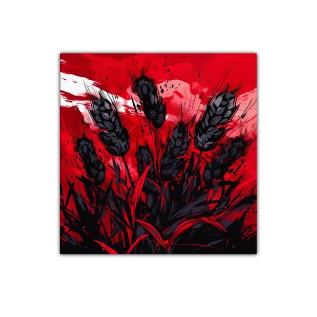 Impactante composición floral en rojo y negro vibrante