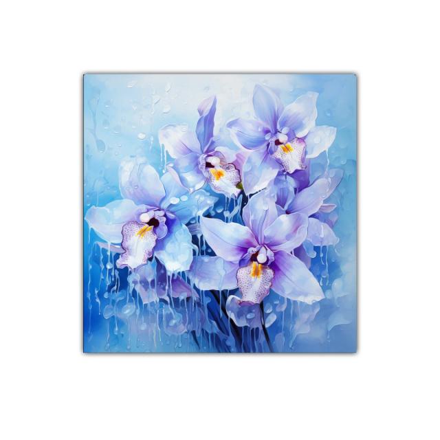 Orquídeas azules delicadas con efecto acuarela