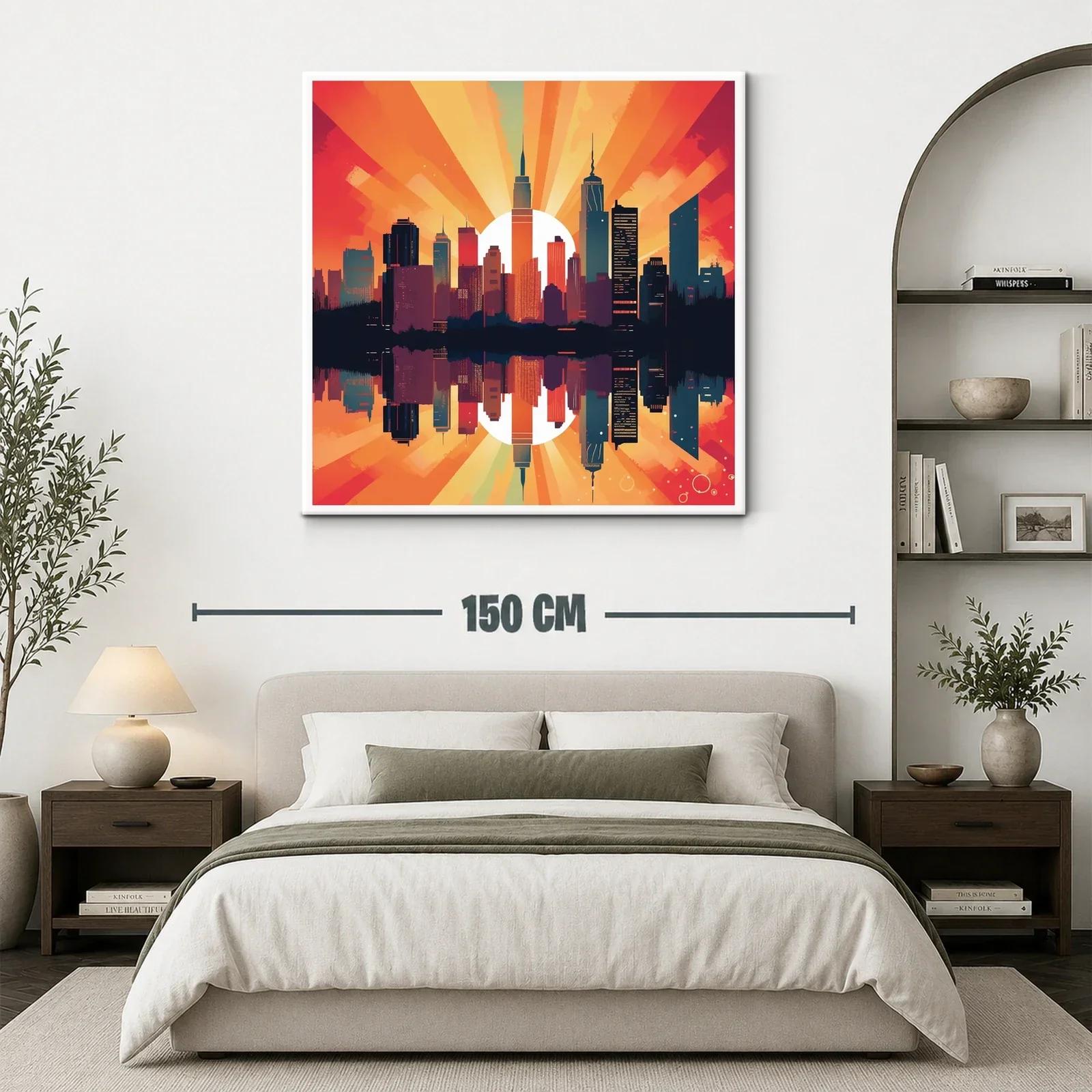 Atardecer urbano con reflejo sobre el agua vibrante — miniatura 3