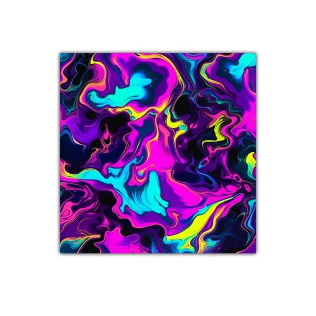 Cuadro Abstracto con Explosión de Colores Neón Vibrantes