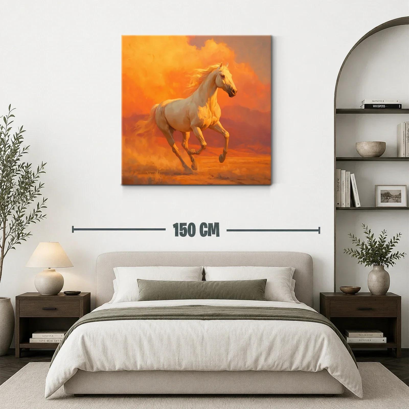 Cuadro caballo galopante en tonalidades vibrantes — miniatura 3