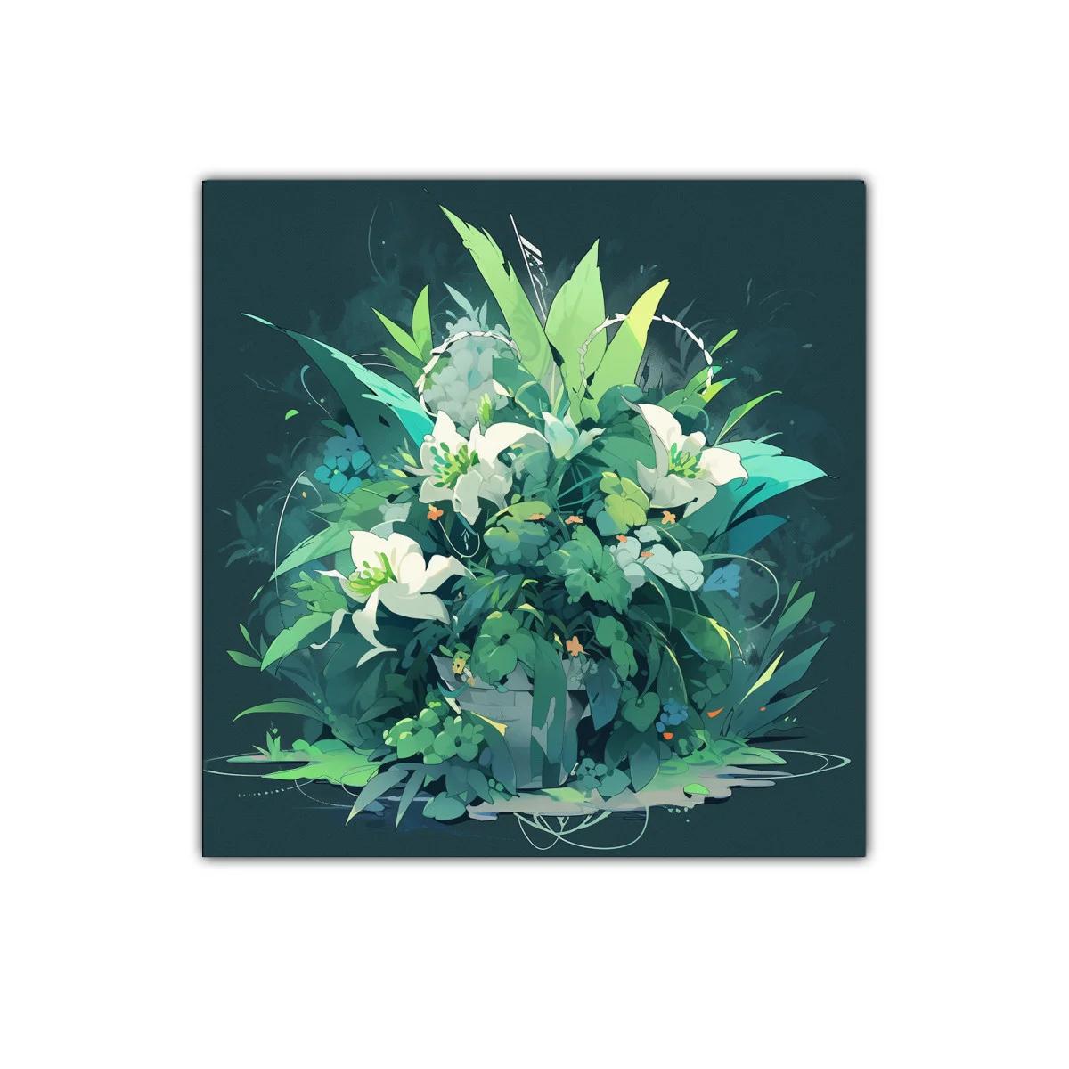 Composición floral en tonos verdes y blancos — imagen principal