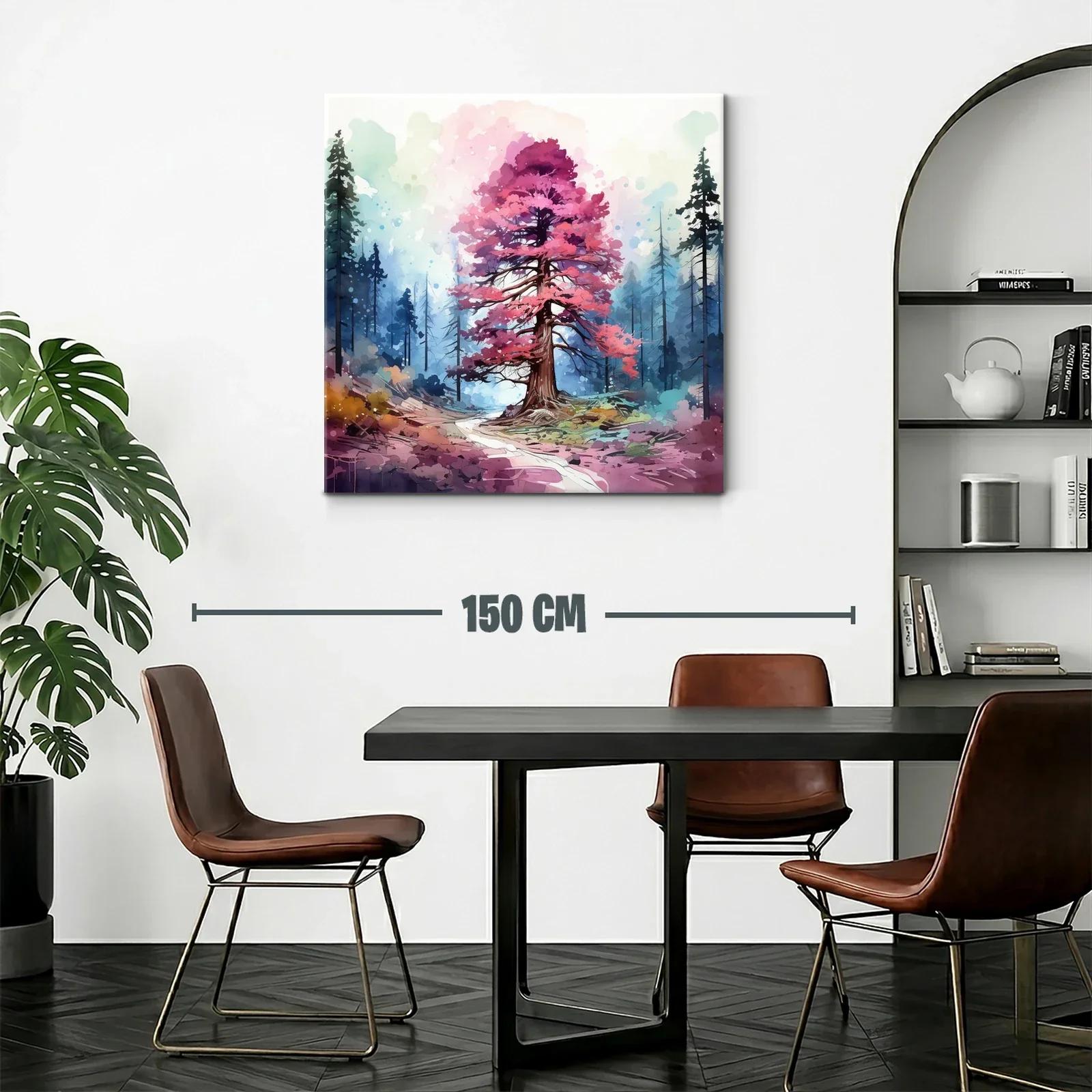 Árbol rosa en bosque de ensueño y tonos vibrantes — miniatura 2