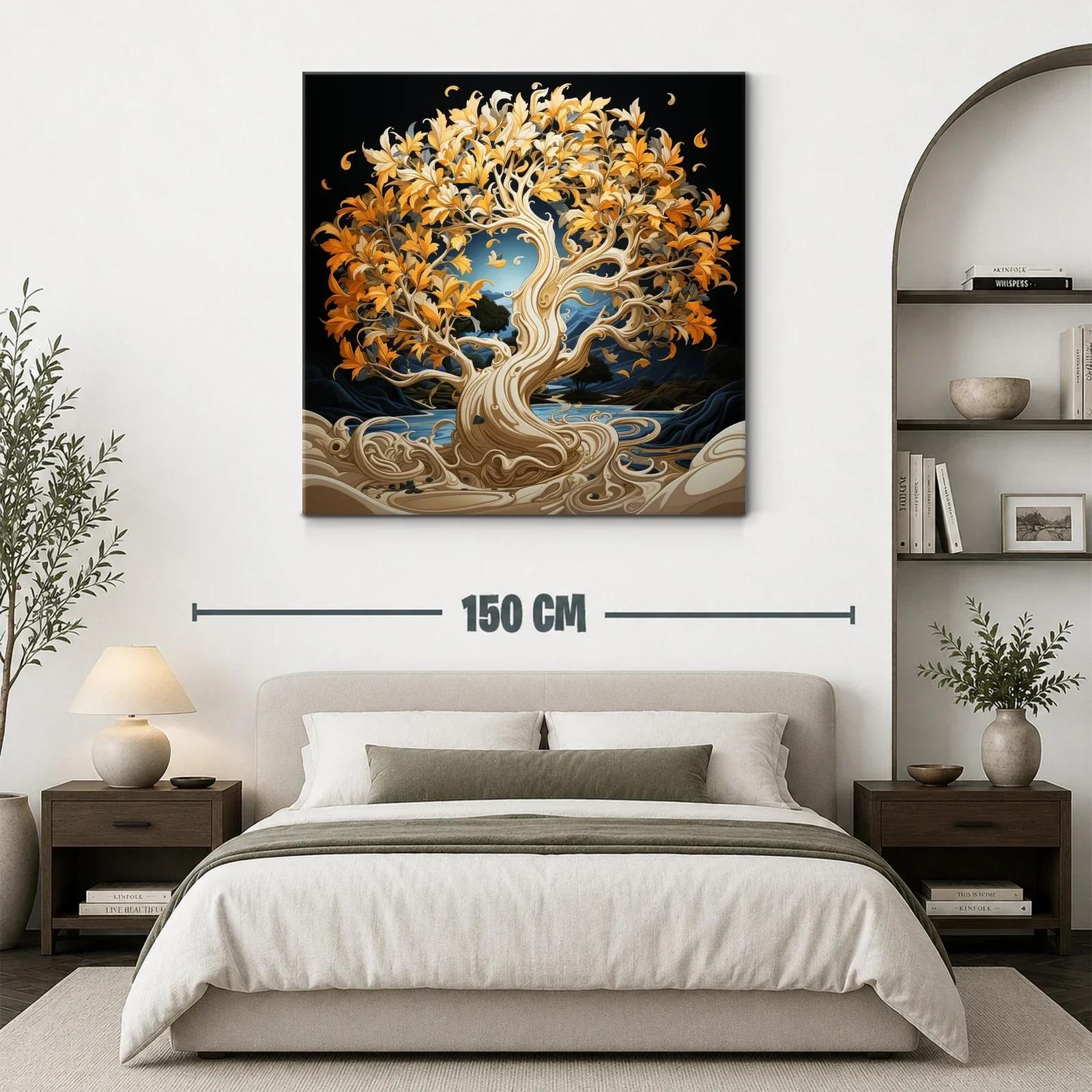 Árbol dorado en paisaje onírico con detalles fluidos — miniatura 3
