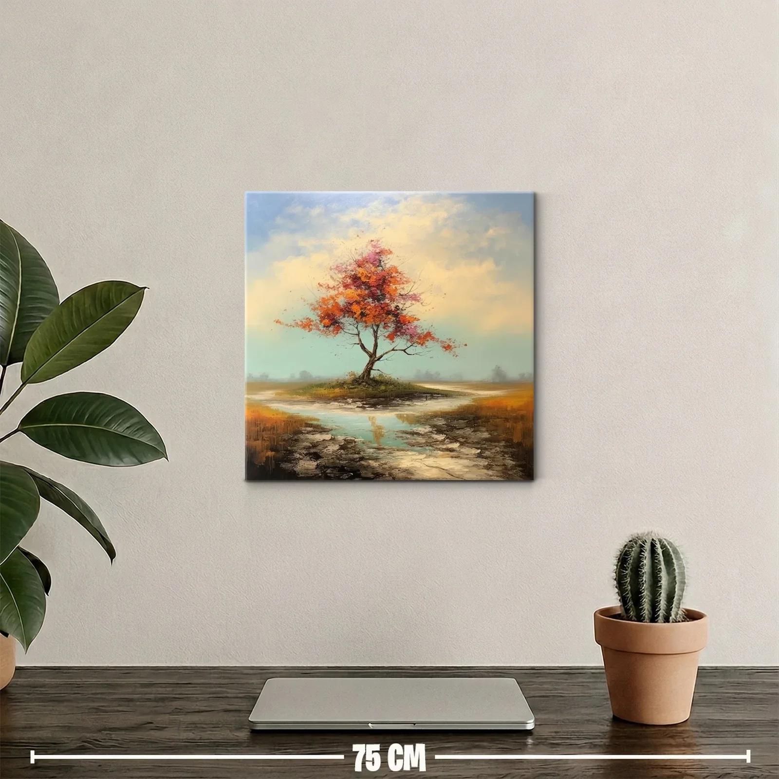 Árbol solitario con tonos otoñales y reflejos de agua — miniatura 2