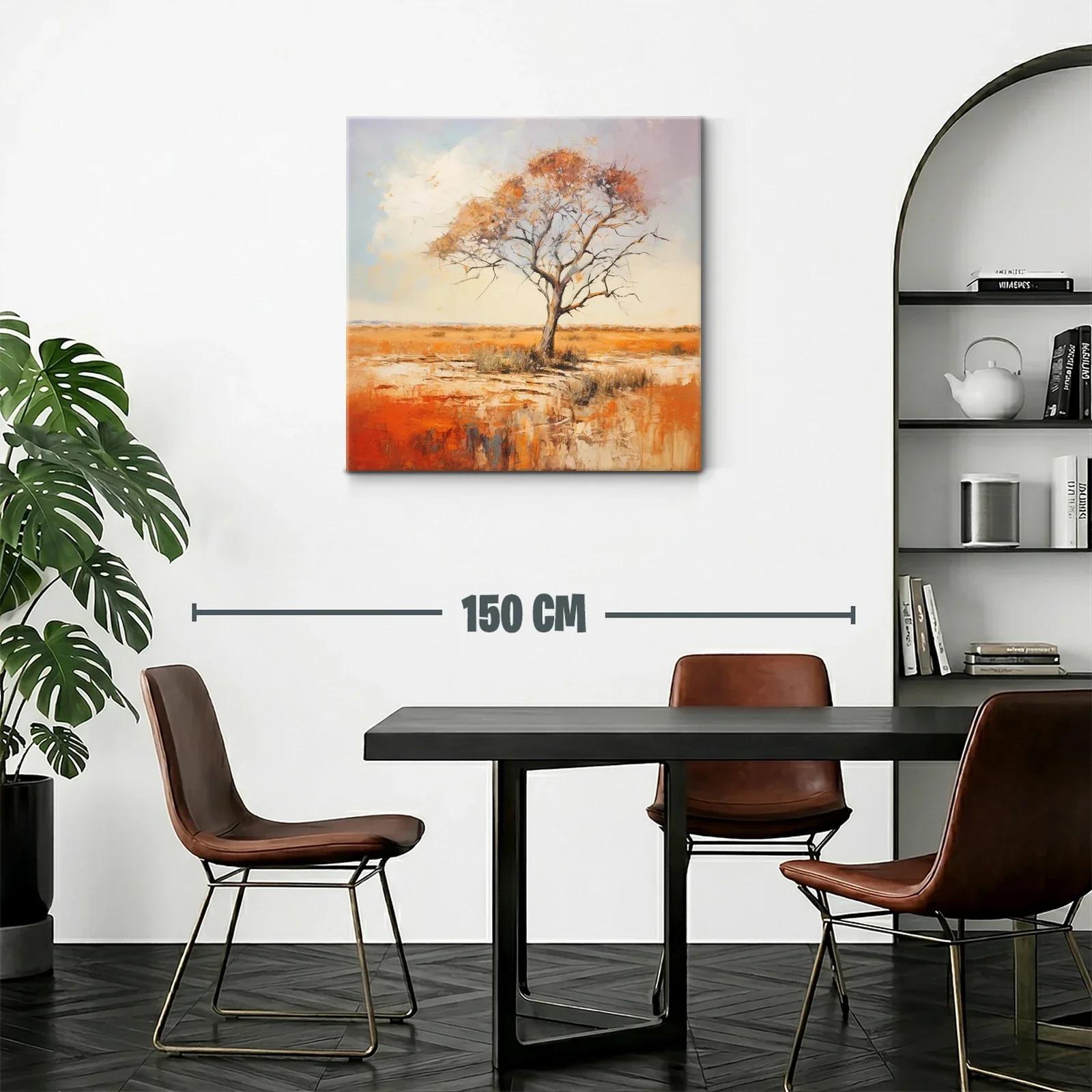 Árbol solitario en paisaje otoñal cálido — miniatura 2