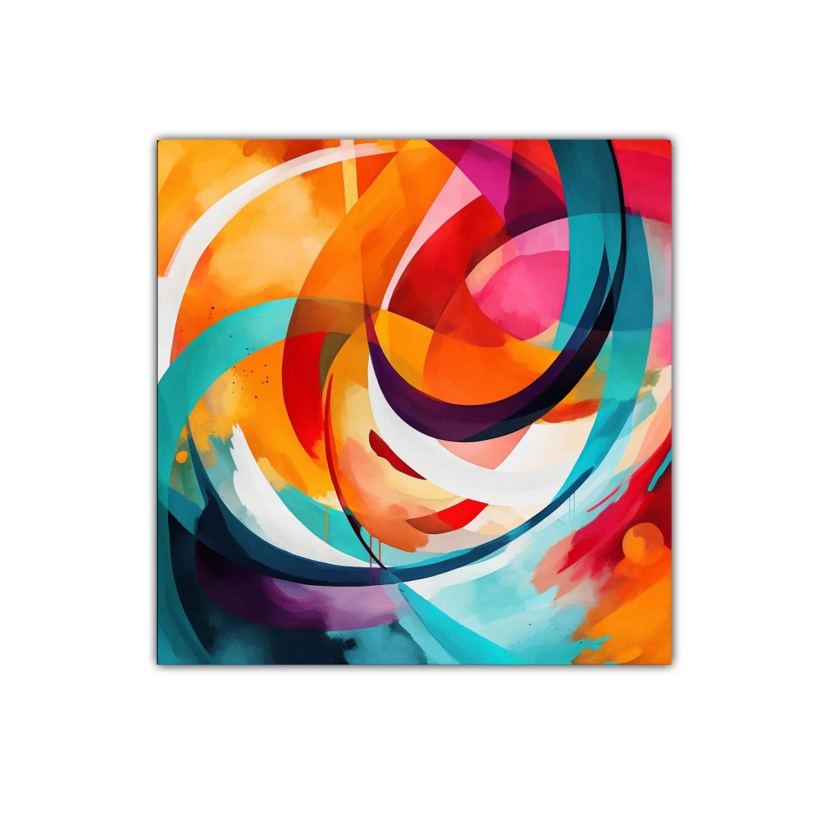 Cuadro abstracto con formas y colores vibrantes en movimiento — imagen principal