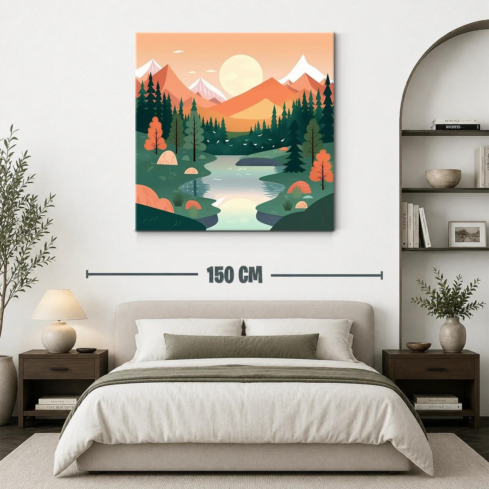 Paisaje sereno con río y montañas al atardecer — miniatura 3