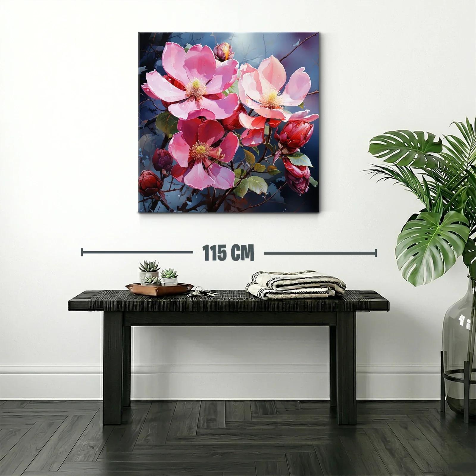 Flores rosas en contraste con fondo azul oscuro — miniatura 2