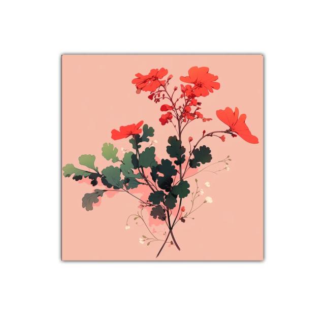 Decorativo ramo de flores rojas con fondo melocotón