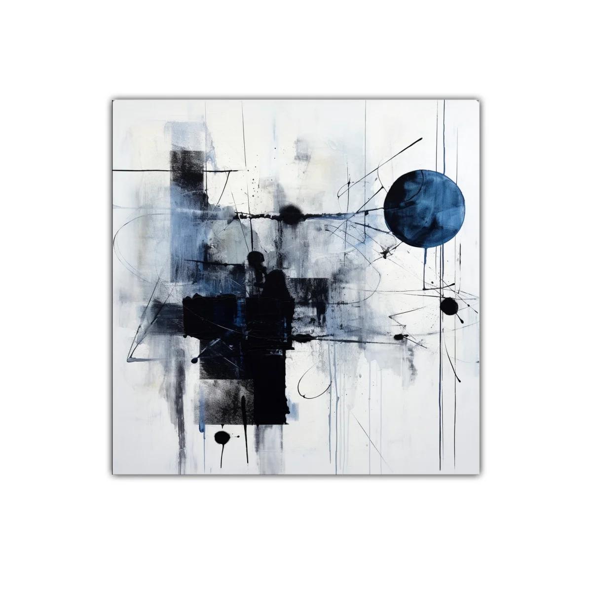 Cuadro abstracto con formas geométricas y tonos azules — imagen principal
