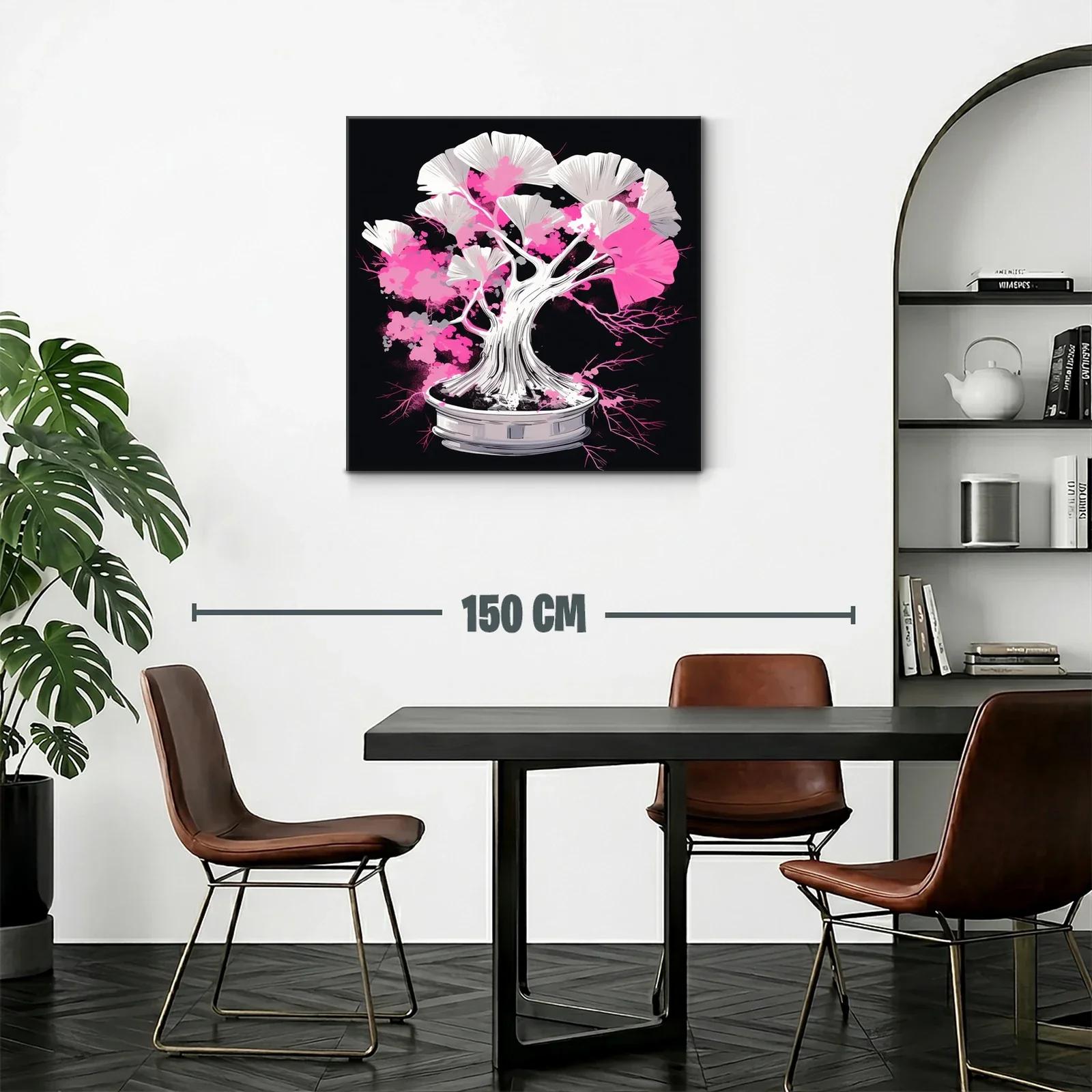 Cuadro Árbol Bonsái con Tonos Rosados y Blancos Vibrantes — miniatura 2