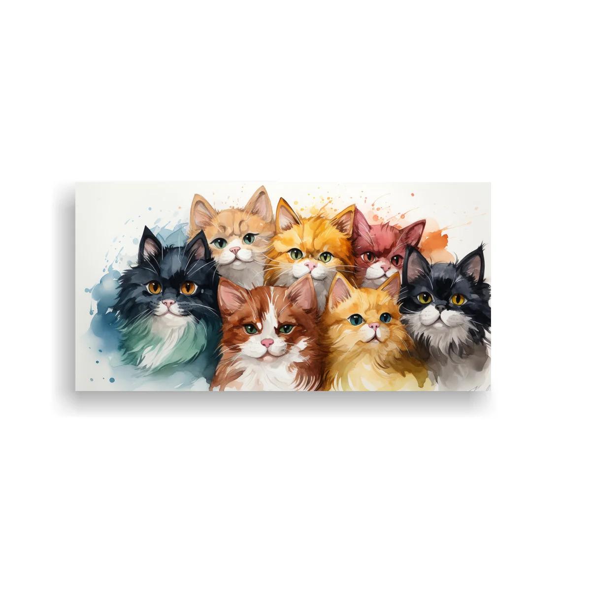Cuadro grupo de gatos de pelo largo con narices rosadas
