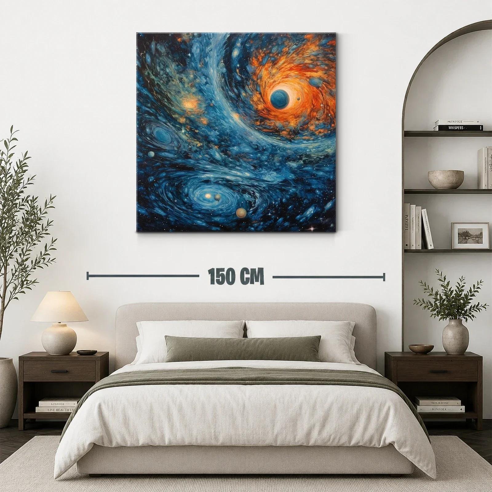 Cuadro Cósmico con Galaxias y Planetas en Movimiento — miniatura 3