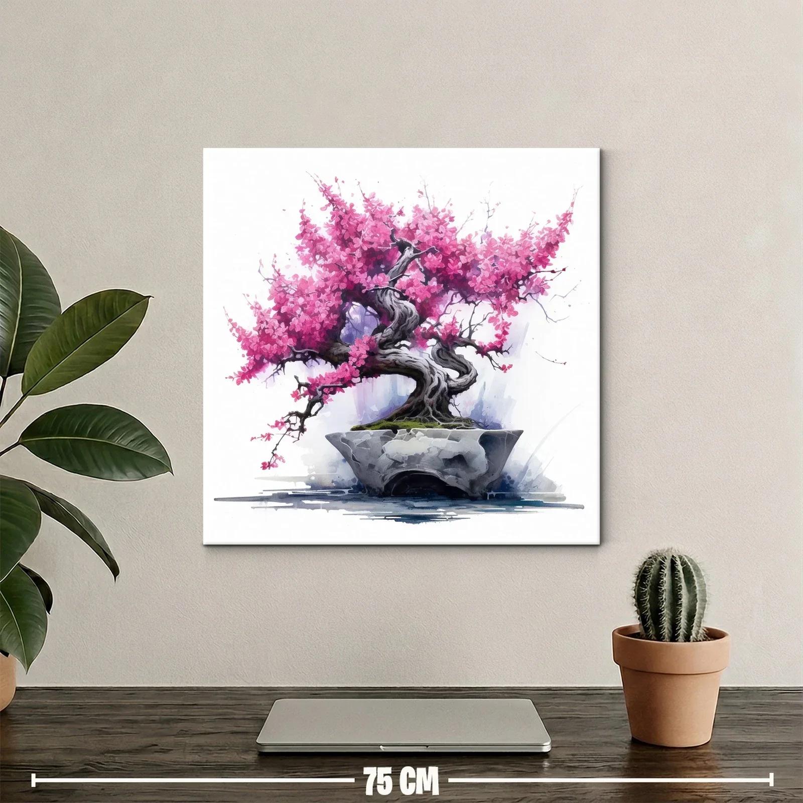 Árbol bonsái con flores rosas vibrantes — miniatura 2