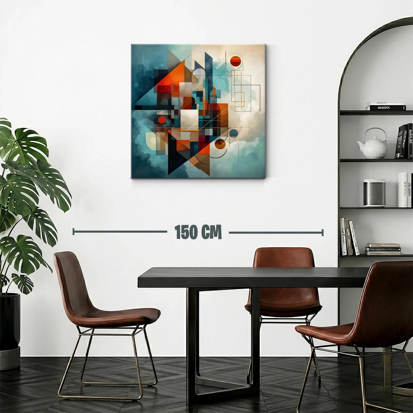 Composición geométrica abstracta en tonos cálidos y fríos — miniatura 2