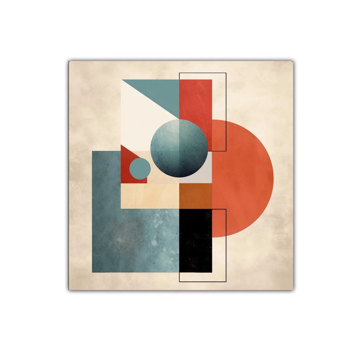Composición geométrica con tonos cálidos y fríos