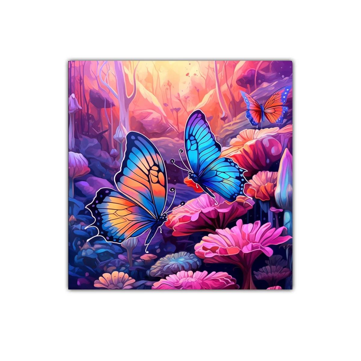 Mariposas vibrantes en un bosque de fantasía colorido — imagen principal