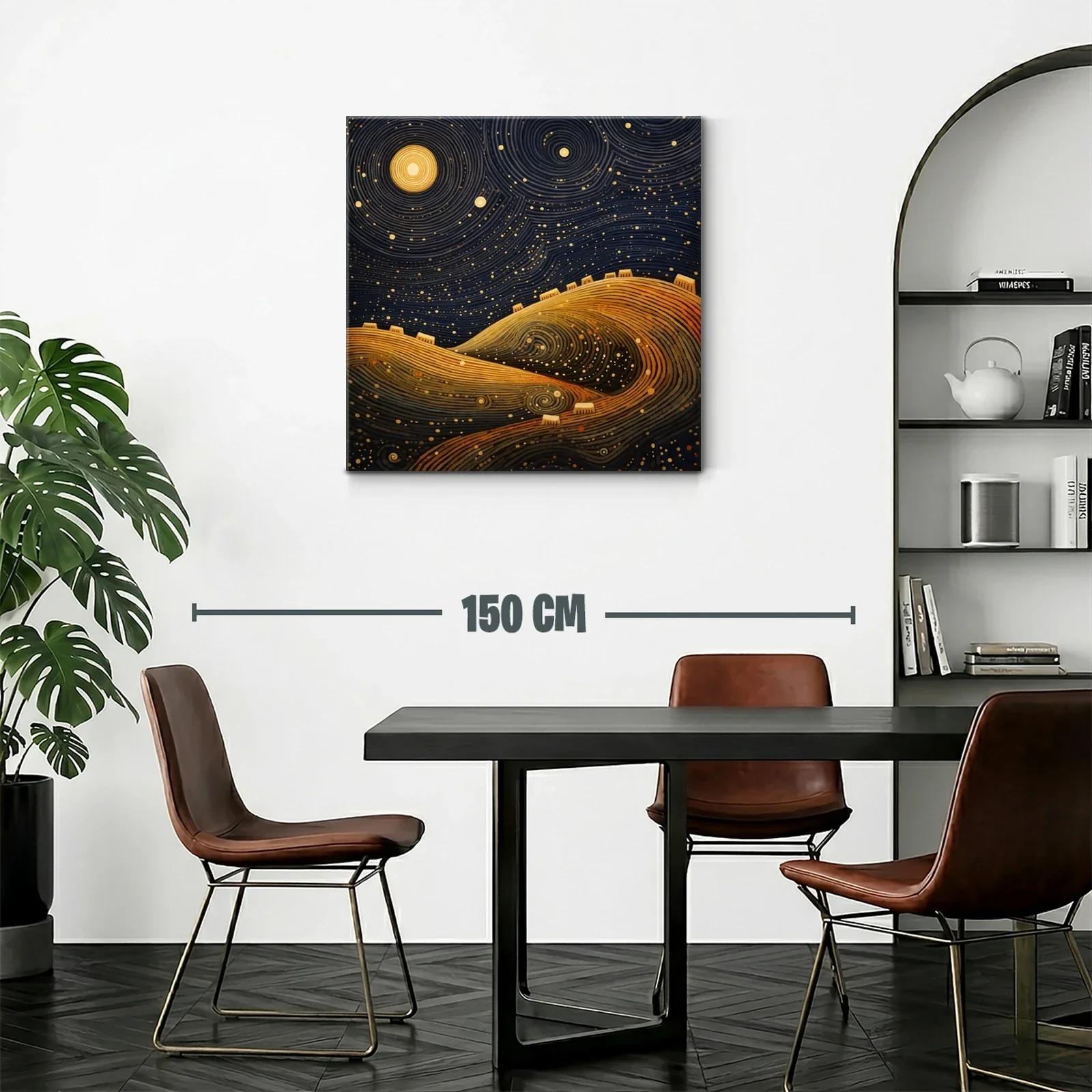 Paisaje nocturno con colinas doradas y cielo estrellado — miniatura 2