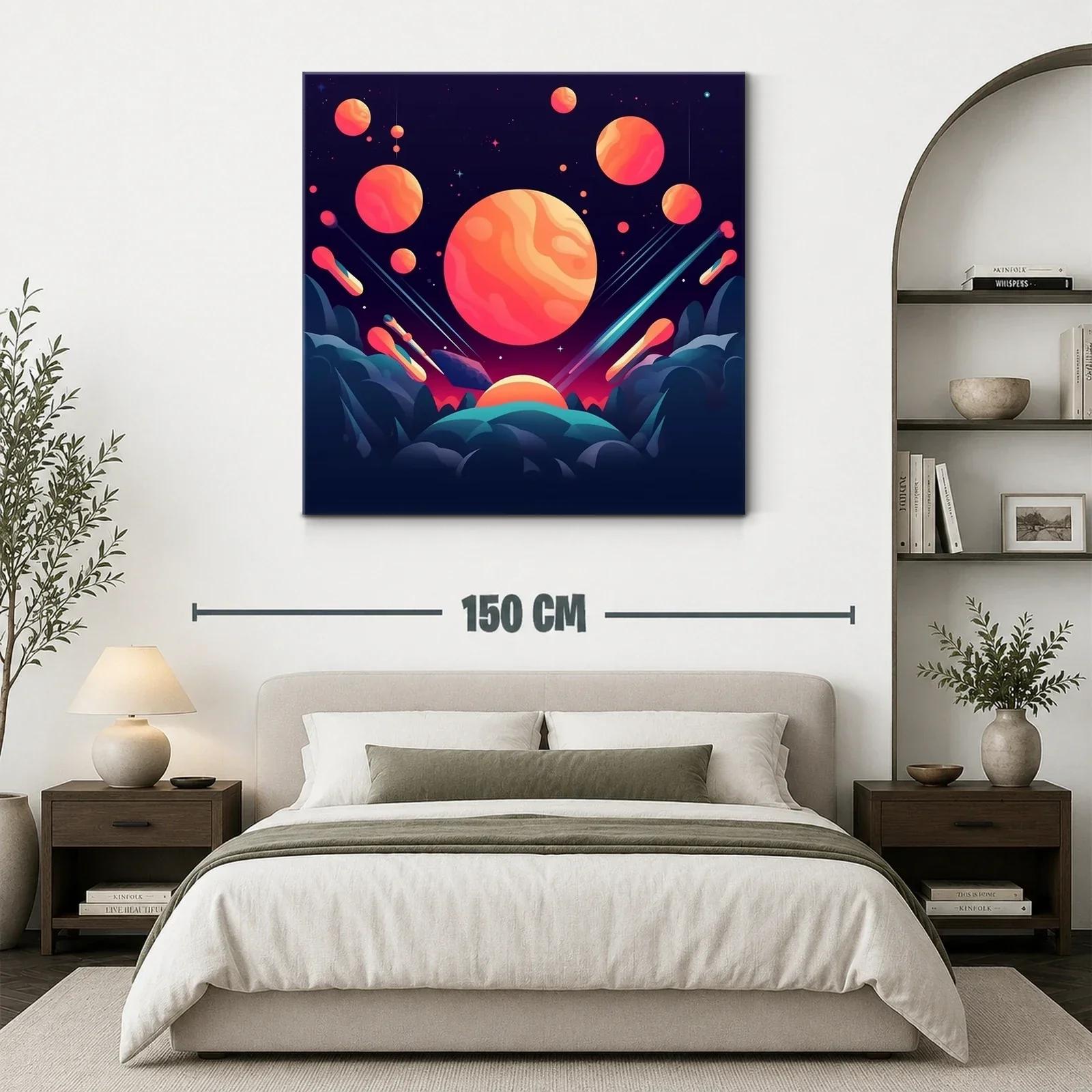 Cuadro abstracto con planetas y cielo estrellado vibrante — miniatura 3