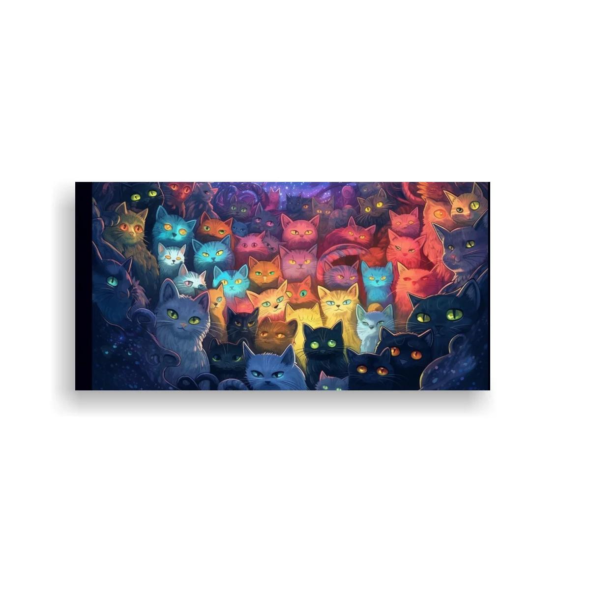 Cuadro grupo de gatos de colores superpuestos