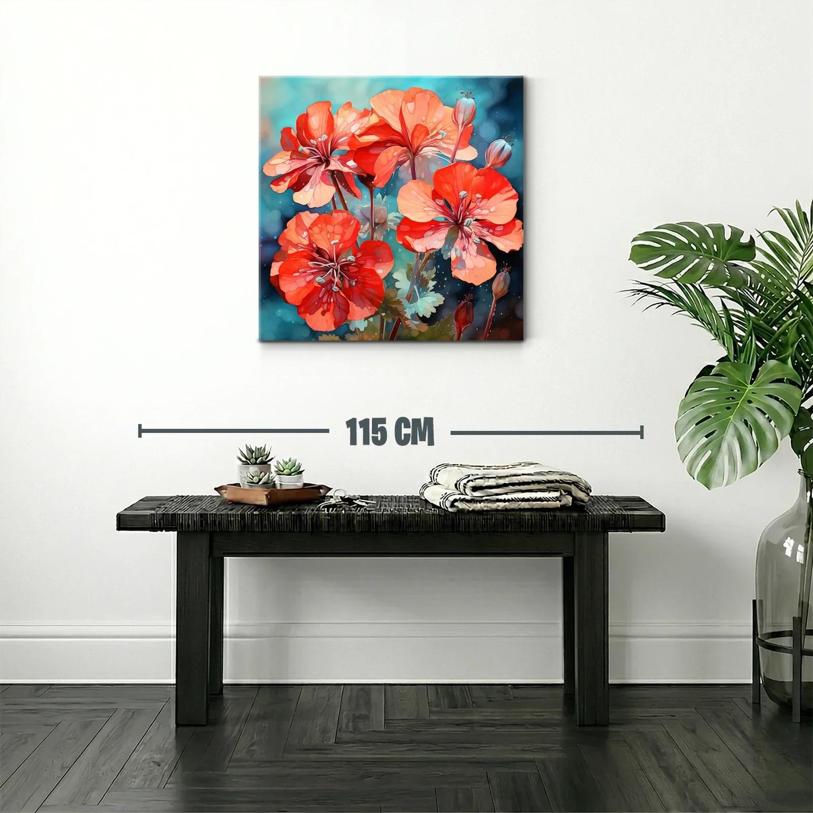 Flores rojas vibrantes sobre fondo azul turquesa — miniatura 2