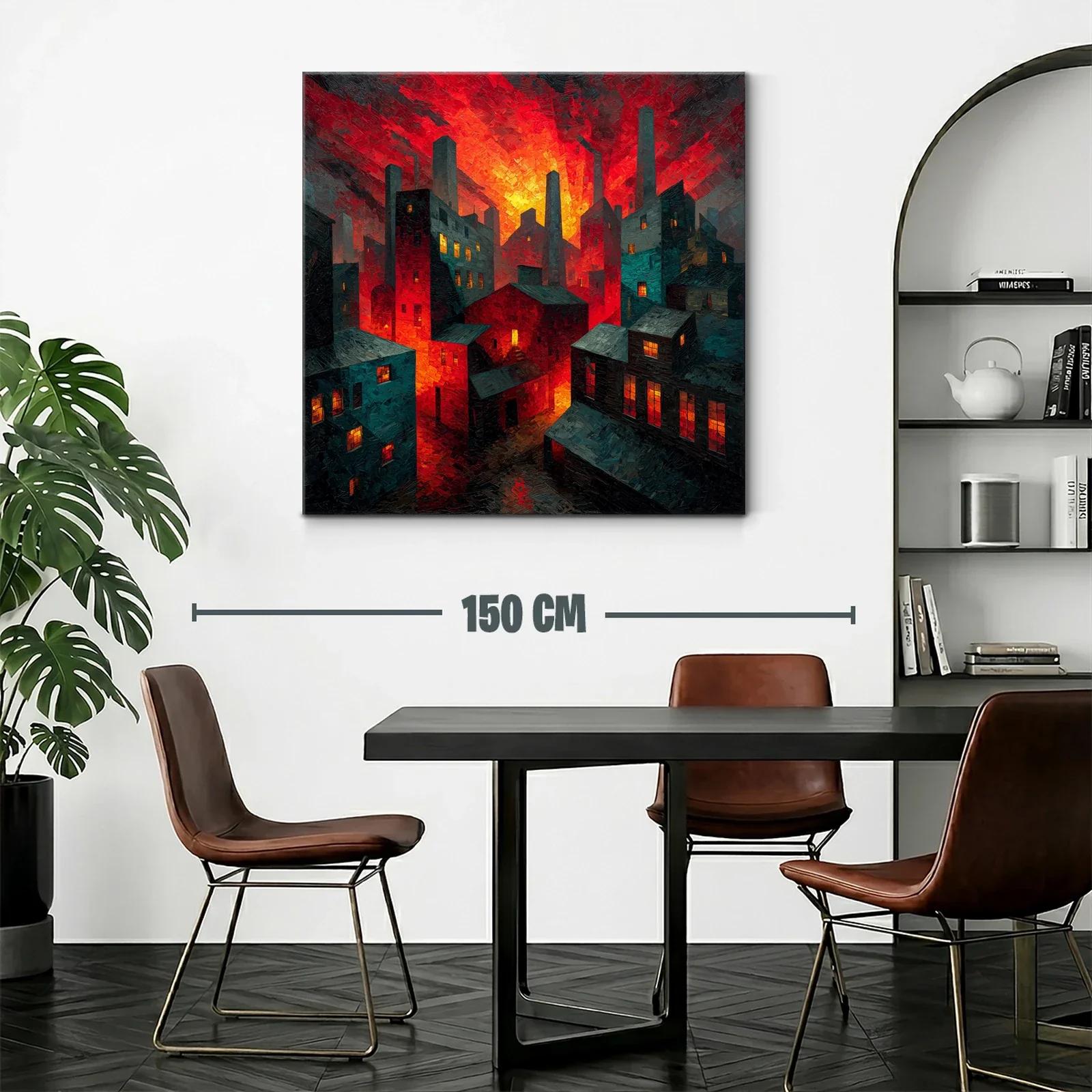 Atardecer ardiente en paisaje urbano industrial — miniatura 2