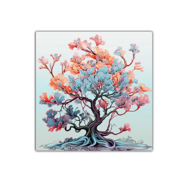 Árbol decorativo con hojas en tonos pastel y cálidos