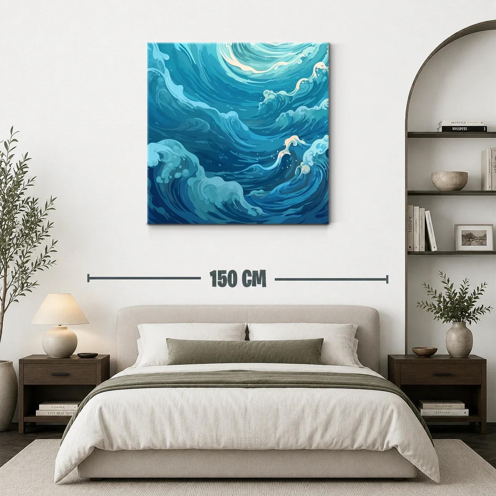 Cuadro de olas en movimiento con tonos azulados — miniatura 3