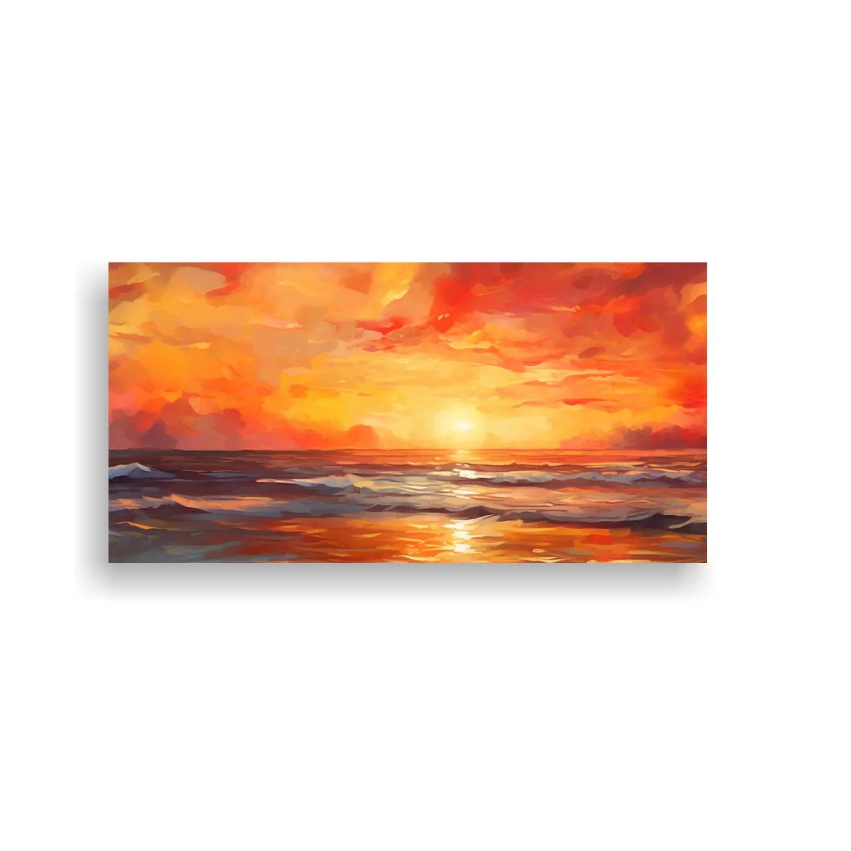Cuadro atardecer sobre el mar con reflejo luminoso