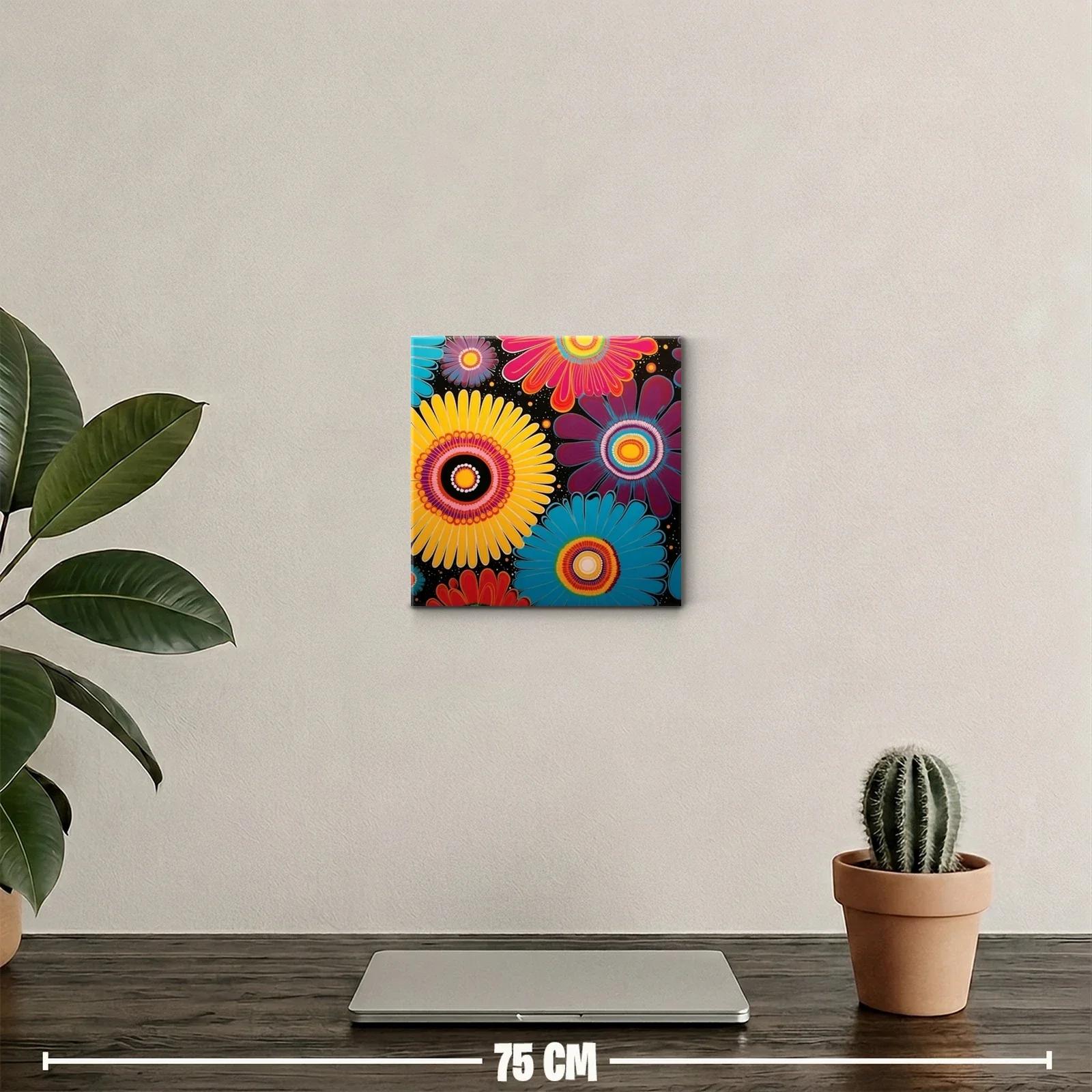 Cuadro vibrante con flores psicodélicas de vivos colores — miniatura 2