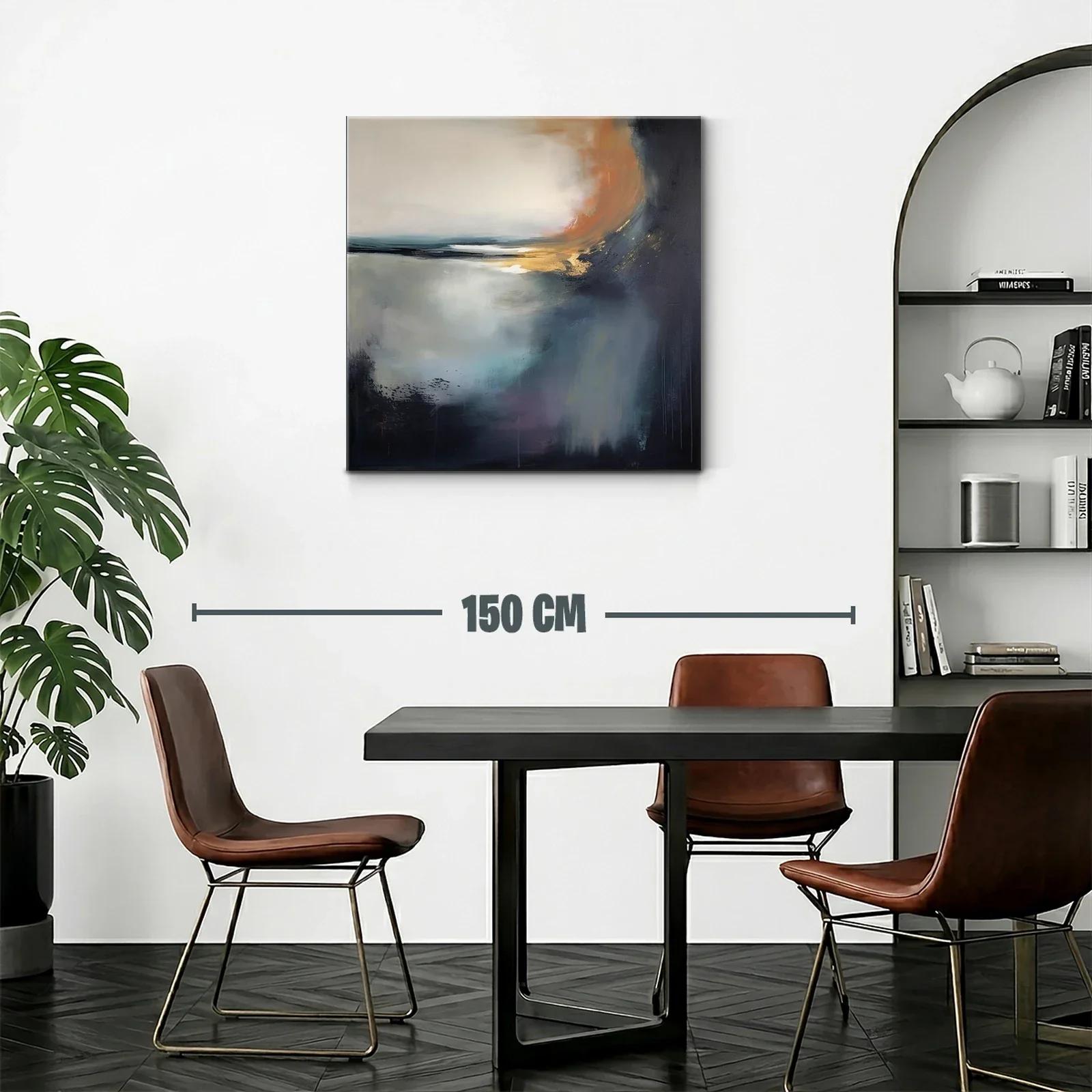 Cuadro abstracto con tonos cálidos y fríos en armonía — miniatura 2