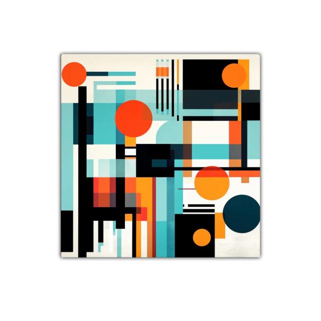 Composición abstracta con formas geométricas y colores vivos