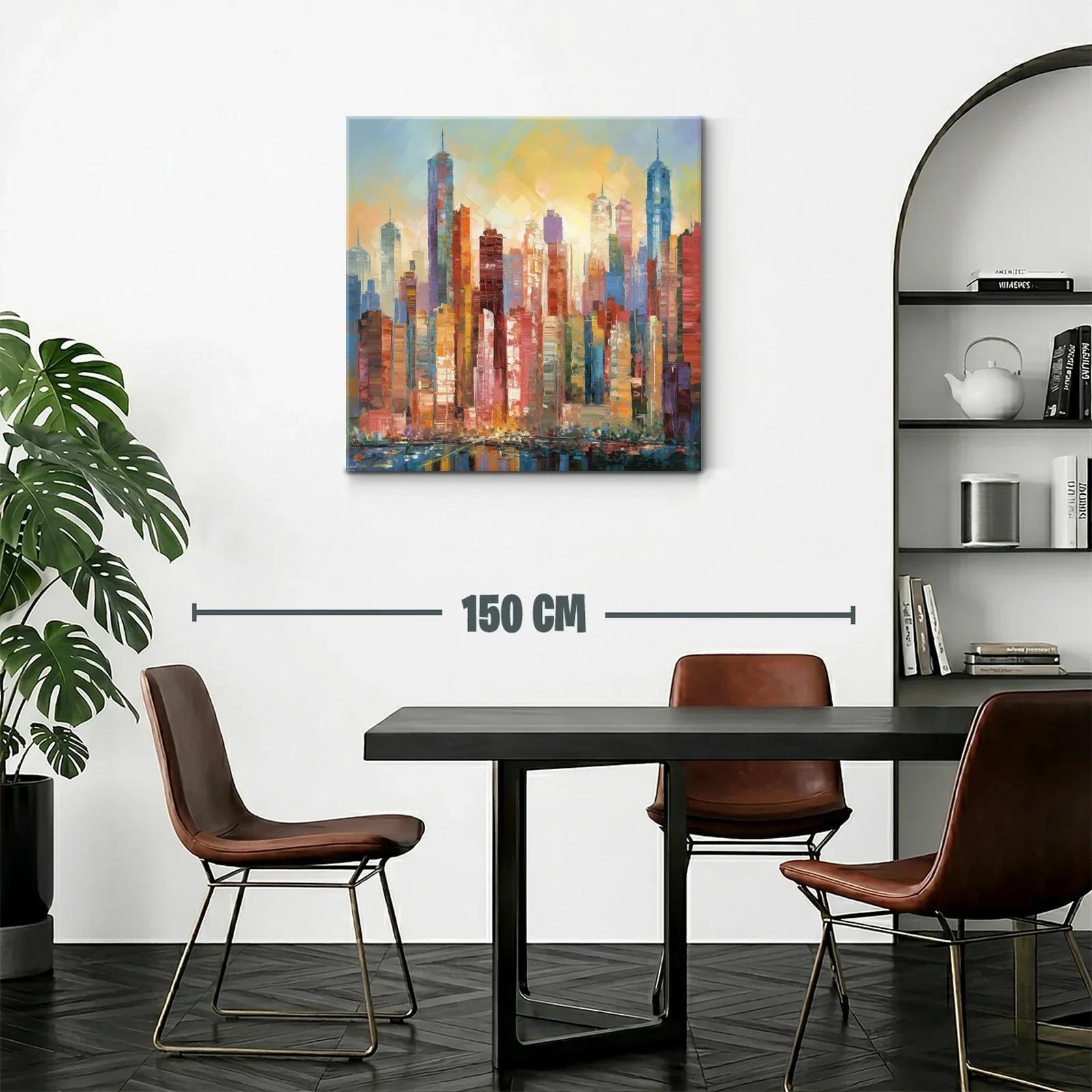 Paisaje urbano vibrante con tonos cálidos y fríos equilibrados — miniatura 2
