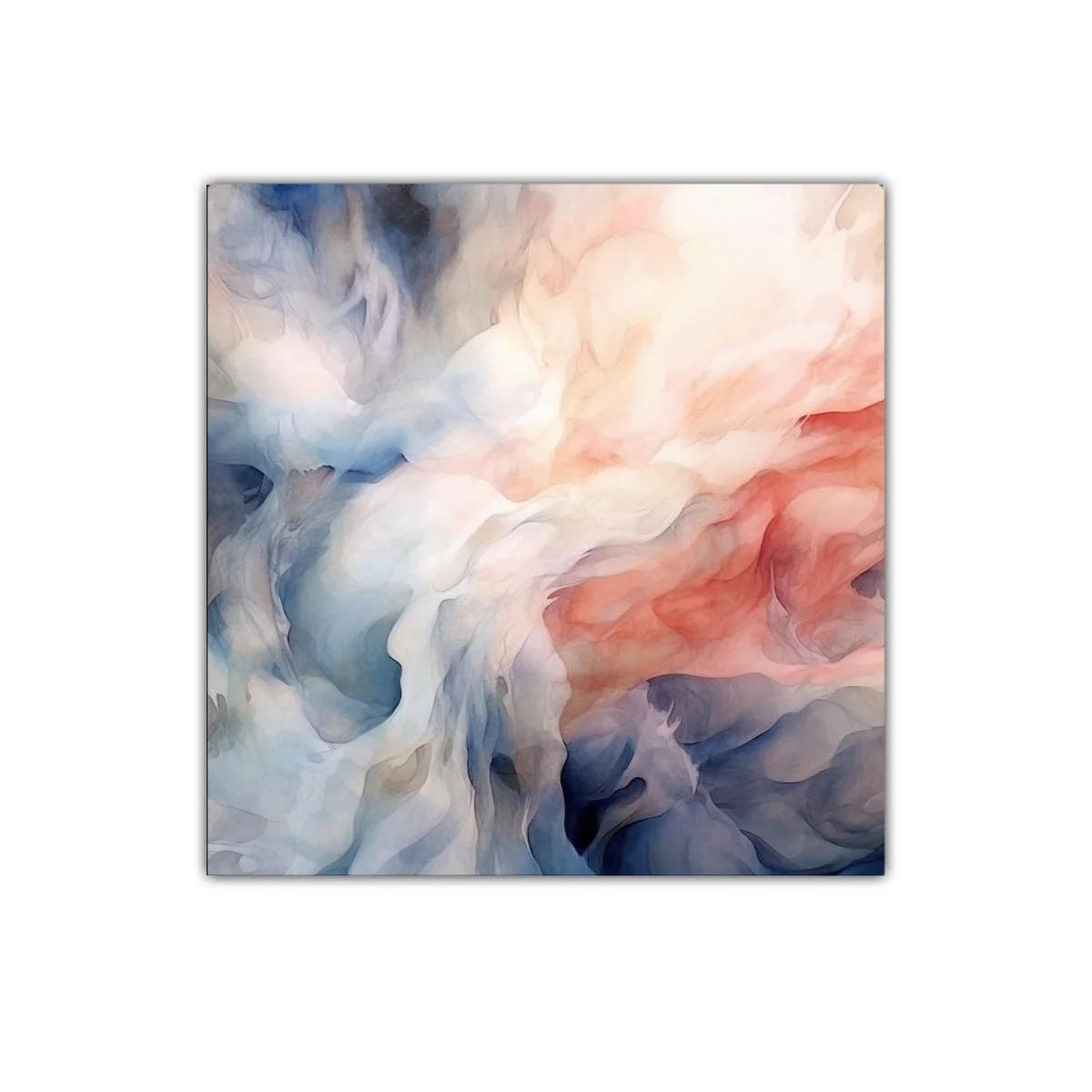 Cuadro abstracto con tonos azules y rojos suaves para decoración — imagen principal