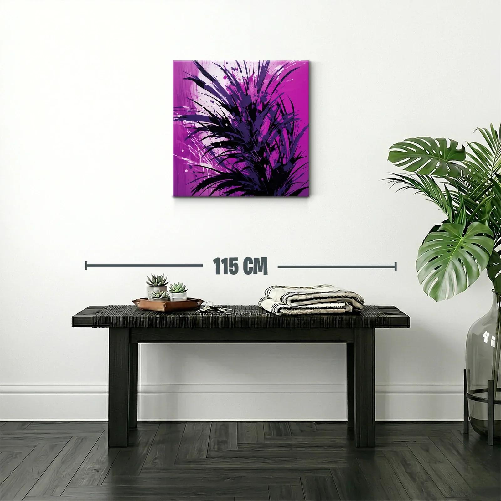 Cuadro abstracto con explosión de tonos morados y negros — miniatura 2