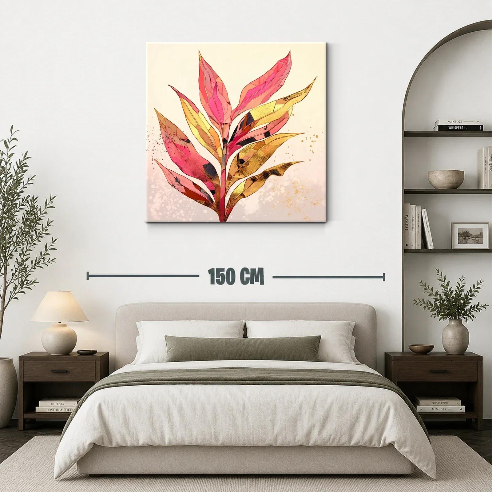 Hoja tropical en tonos rosa y dorado vibrante — miniatura 3
