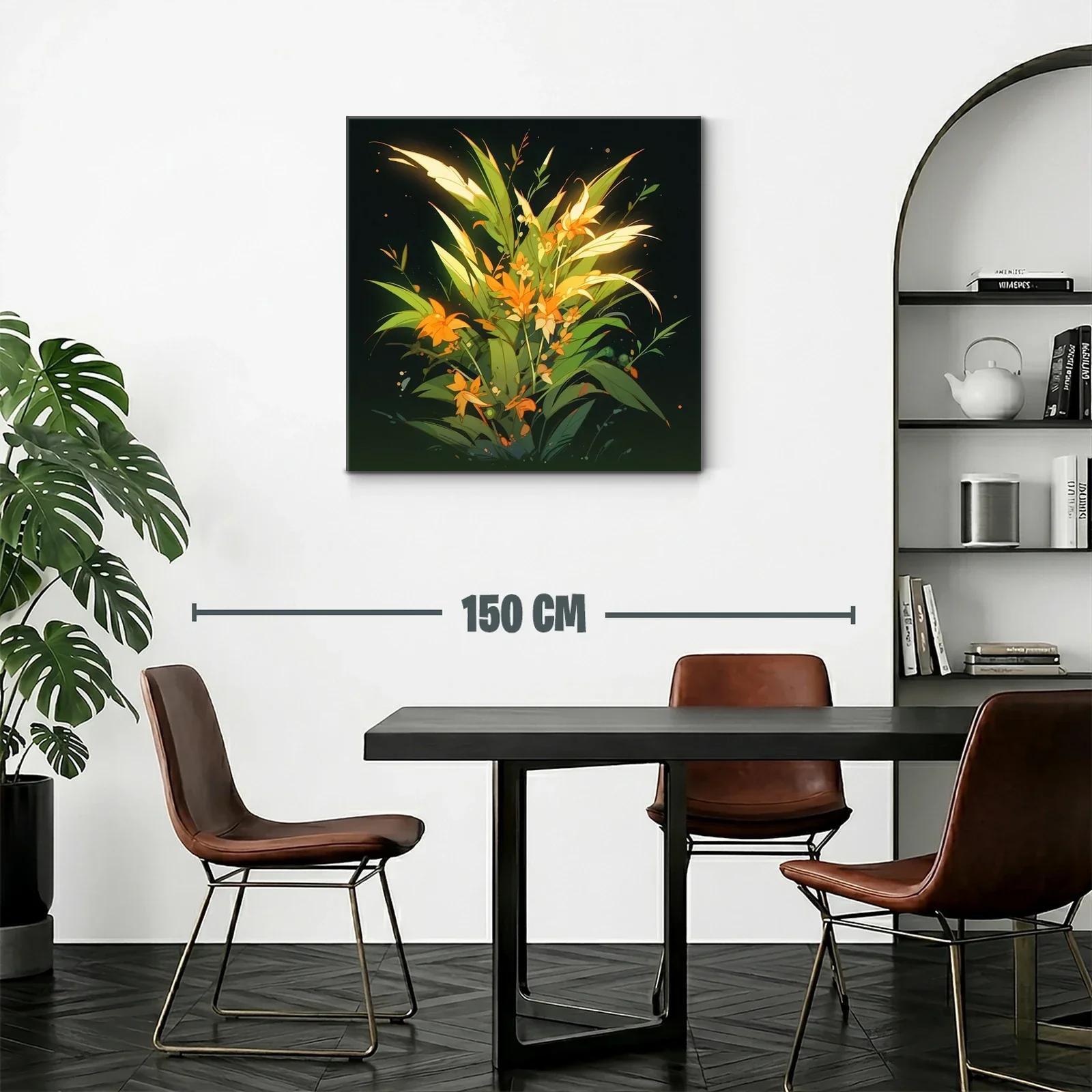 Composición floral vibrante con tonos verdes y naranjas — miniatura 2